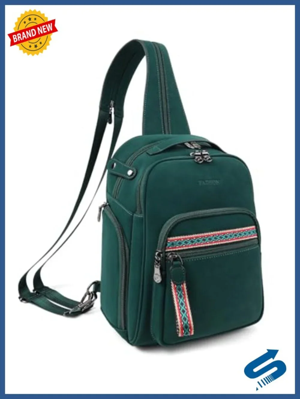 Designer 11L Convertible Leather Sling Backpack Anti-Theft Crossbody Purse for